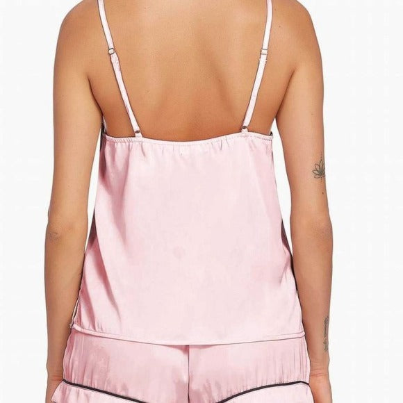 Womens Ice Silk Suspender Shorts Two Piece Homewear