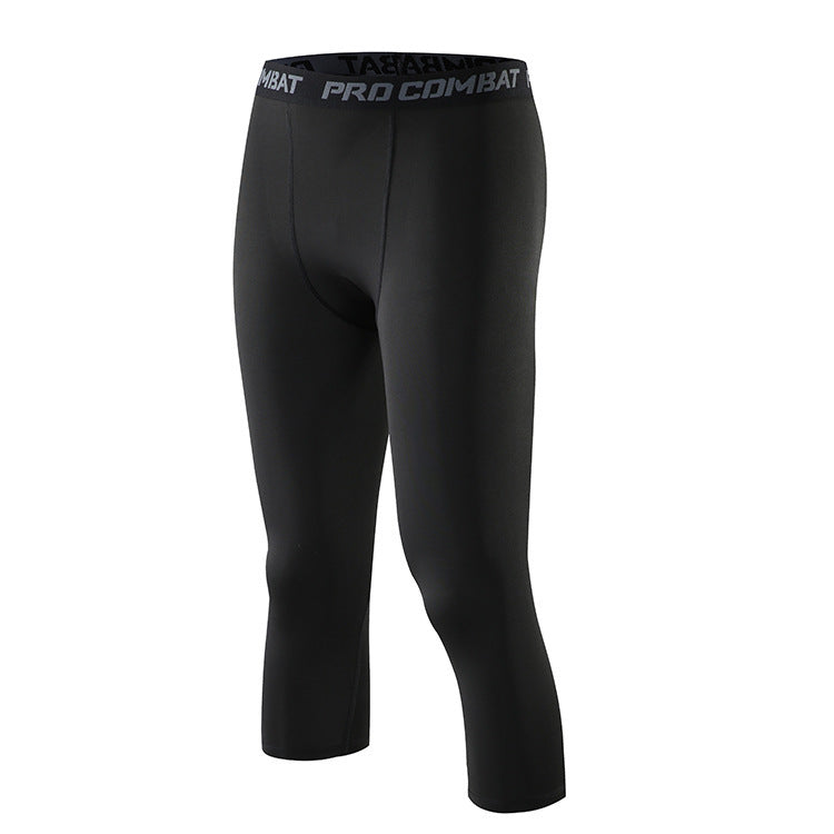 Men’s Cropped Sports Training Tights – Quick-Dry Running Leggings