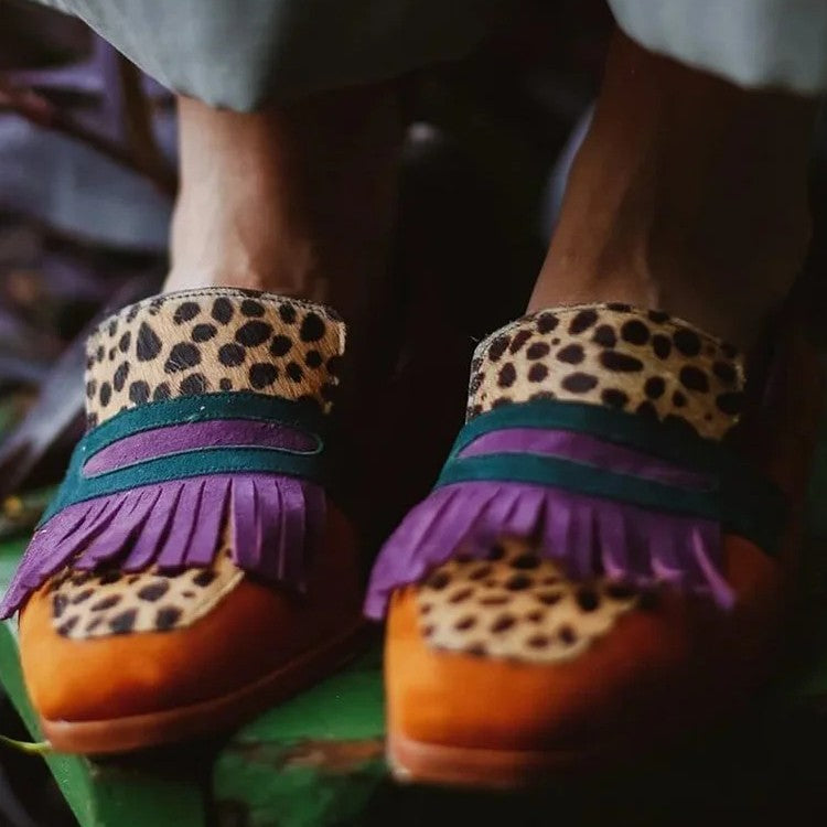 Women's Tassel Slip-Ons Leopard Print Imitation Leather