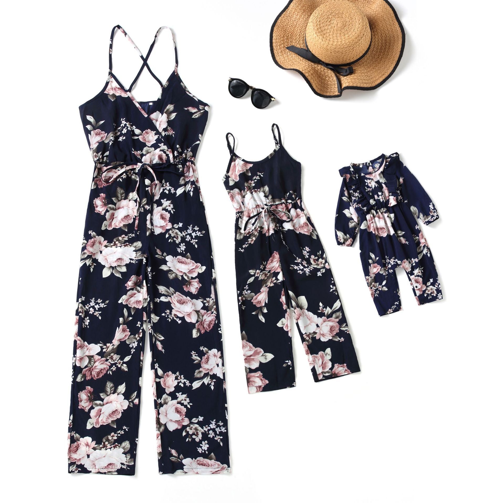 New Women's Deep V Strap Jumpsuit Parent-child Outfit