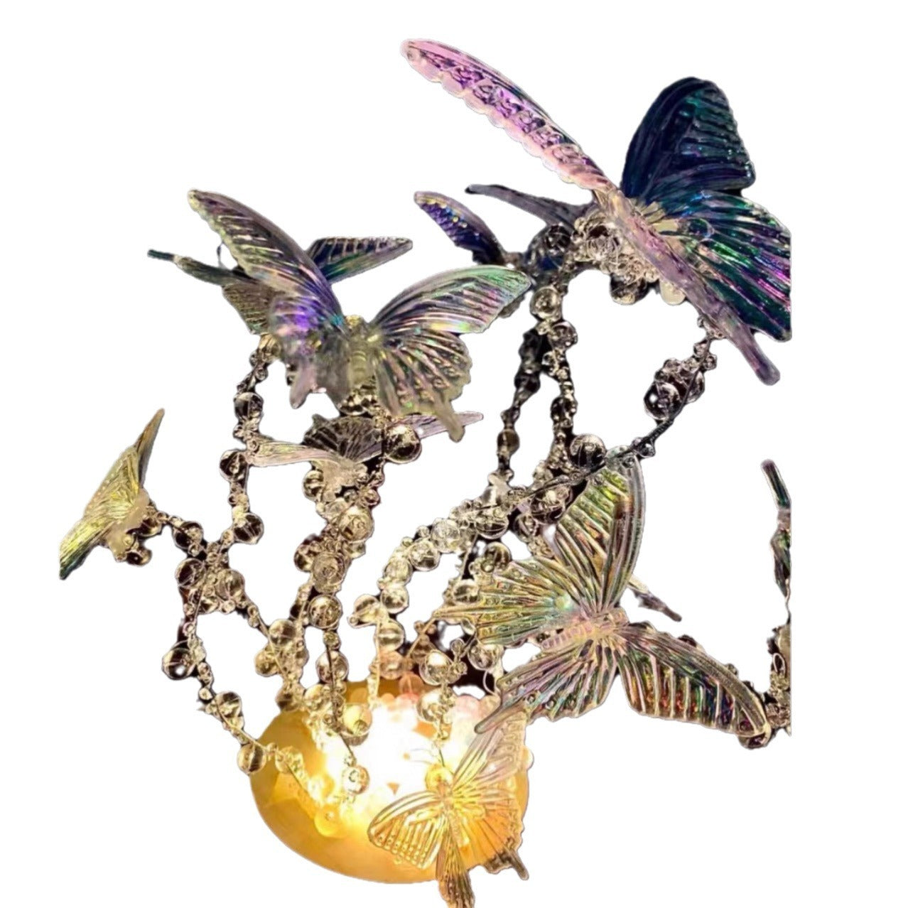 Handmade Diy Butterfly Crystal Small Night Lamp Bedside Ambience Light