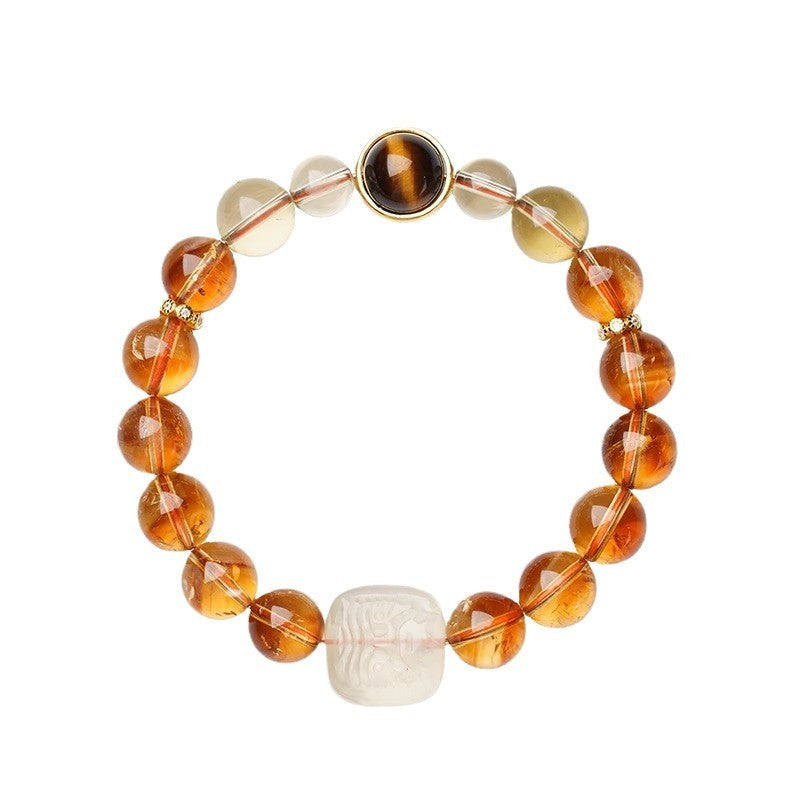 Women's Ethnic Style Carved Citrine Bracelet