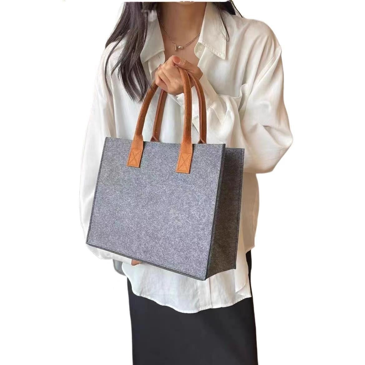 Large Capacity High-End Felt Tote Bag – Personalized & Simple Shopping Bag