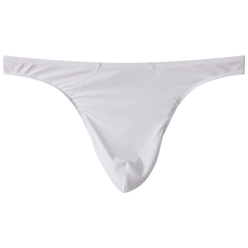Mesh Men's Underwear  Ice Silk Thong Low Waist Big J Underwear