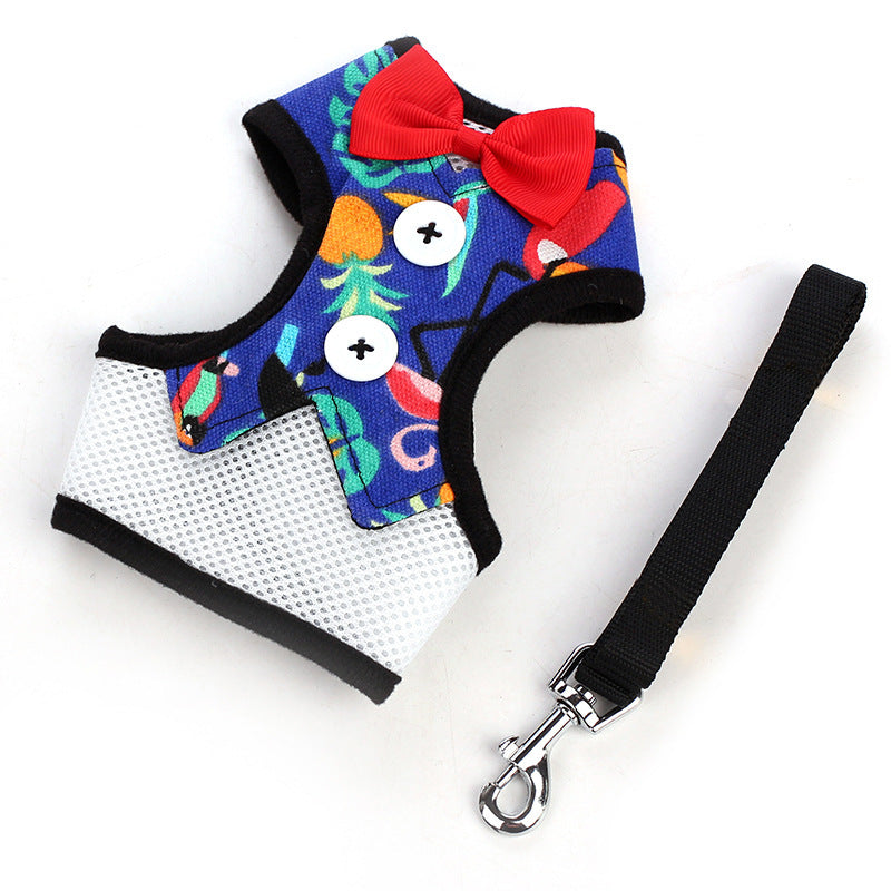Small Dog Vest-Style Bow Evening Dress Harness