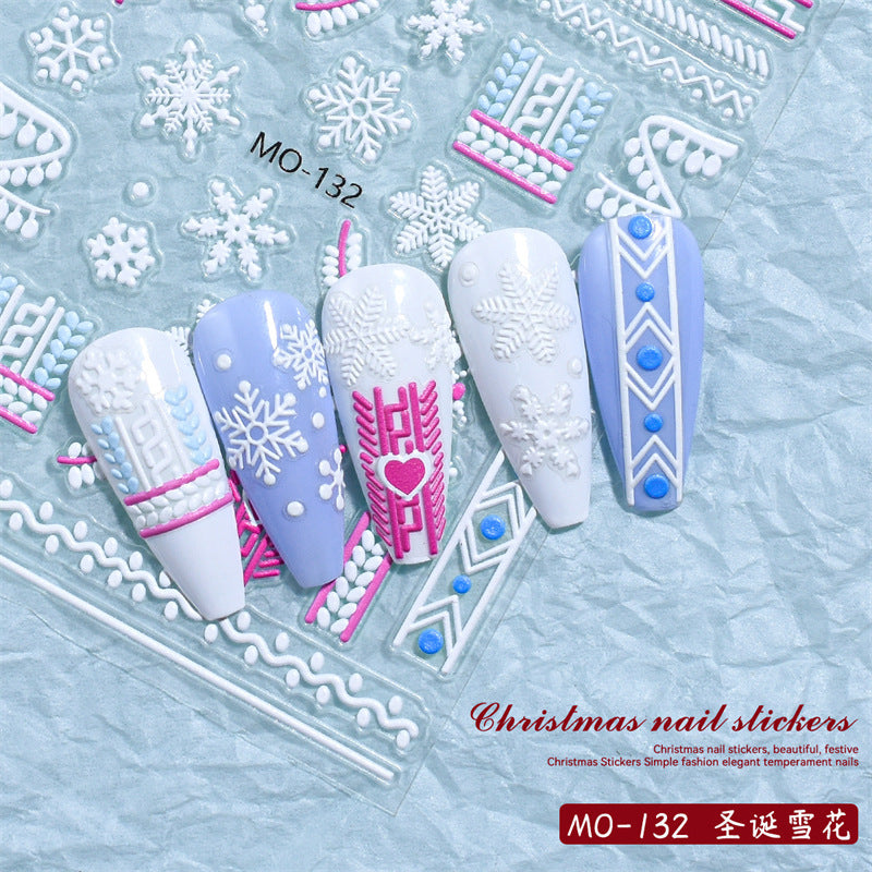 Christmas Relief Nail Stickers Paper Tape Adhesive Waterproof