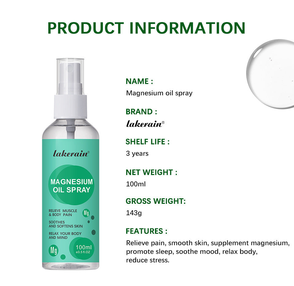 Glass Bottle Magnesium Oil Body Spray for Skin Care
