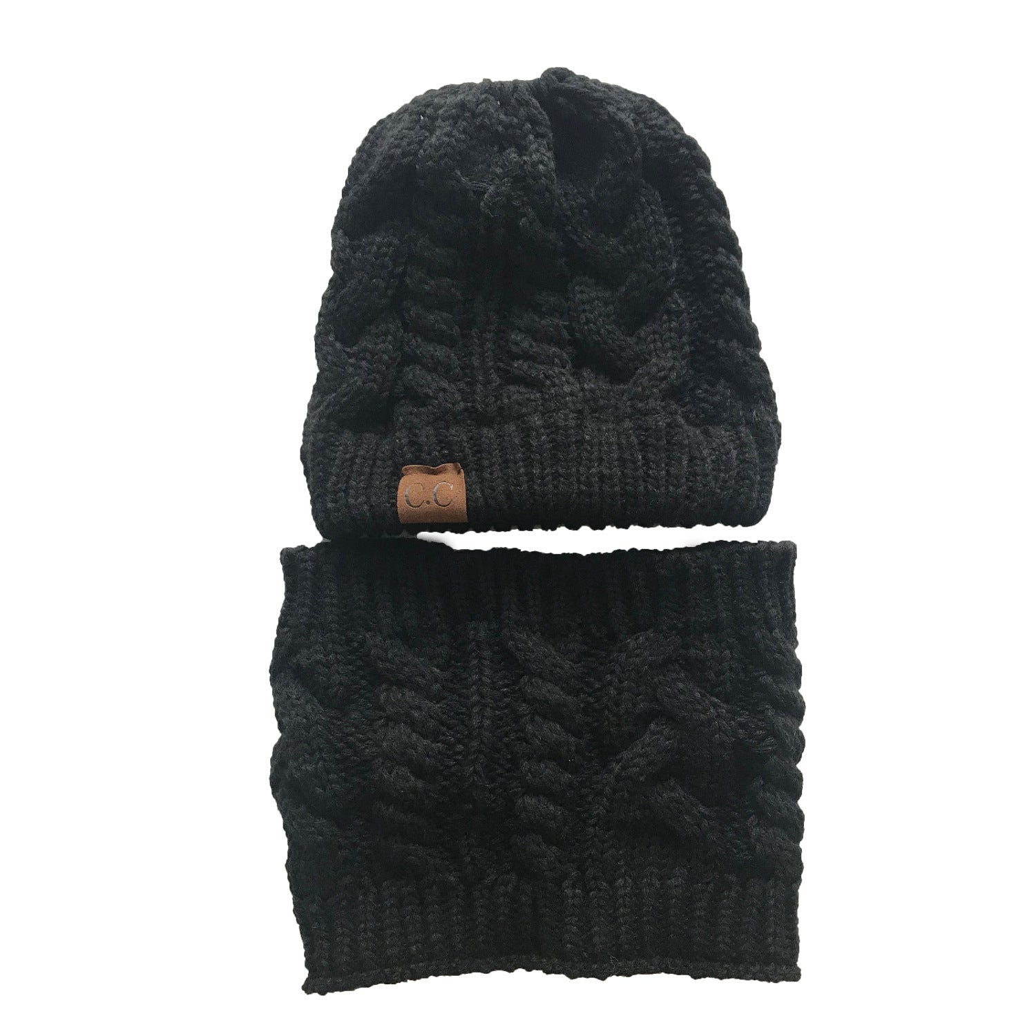 Warm Acrylic Knitted Women’s Autumn Winter Ponytail Hat and Ring Scarf Set