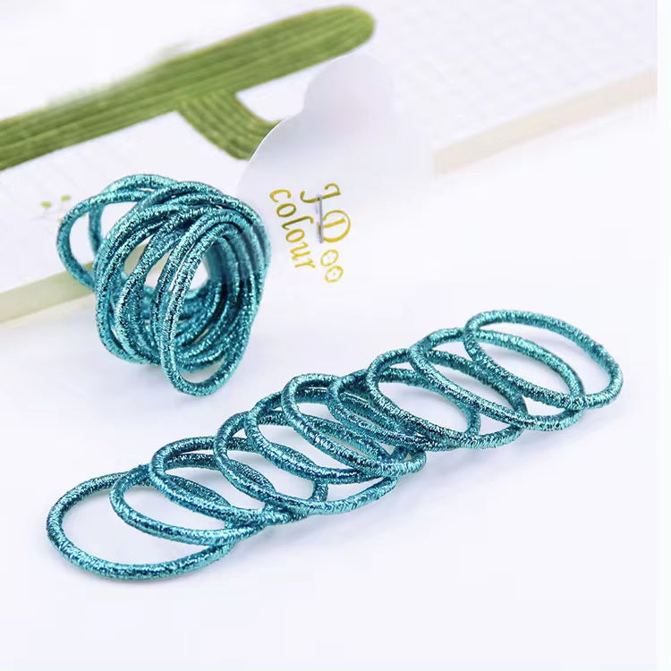 10-pack High Elastic Shiny Children's Thumb Rubber Band Gold Leaf Hair Band Accessories