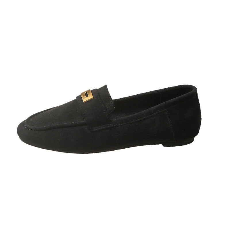 Fashion Women British Loafers Square Toe Gommino