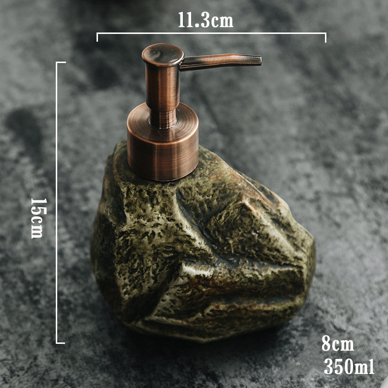 Ceramic Retro Stone Soap Dispenser – Vintage Bathroom Accessory