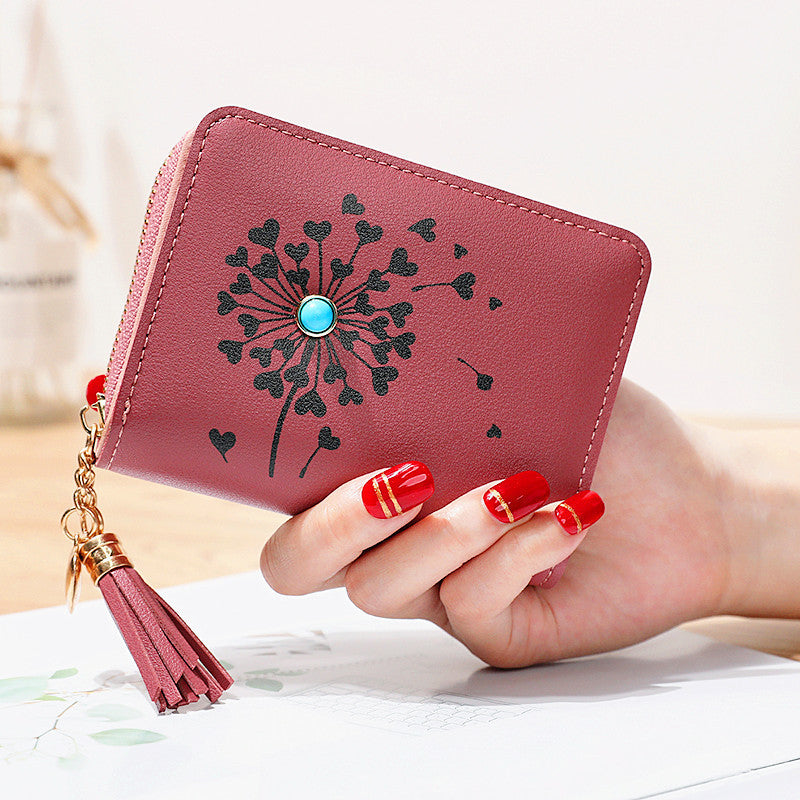 Simple PU Leather Zipper Multiple Card Slots Mini Short Women's Wallet