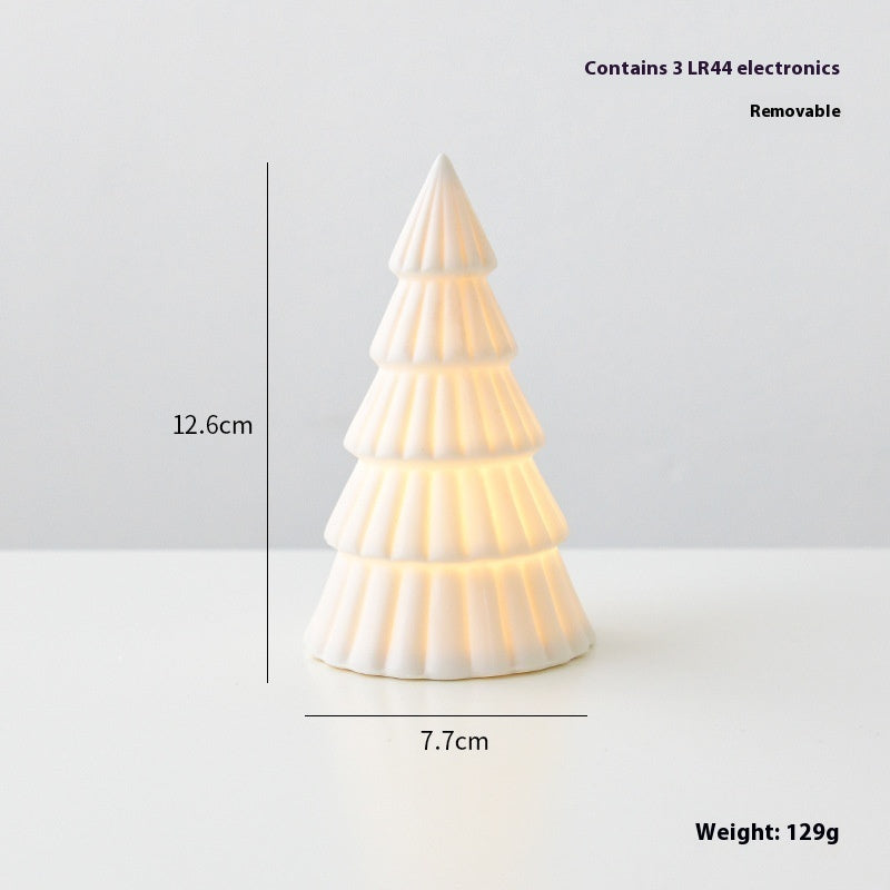 Ceramic Christmas Tree with LED Snowman Small House Desktop Decoration