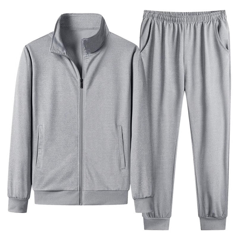 Men's Stand Collar Cardigan Coat Outerwear Casual Running Sportswear Two-piece Set