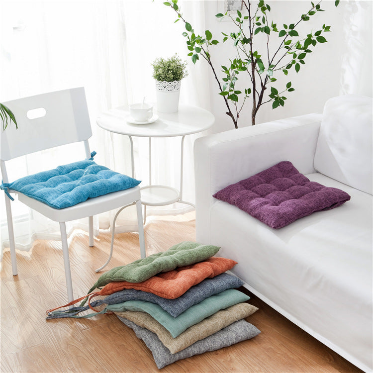 Simple Nordic Solid Color Linen Thickened Seat Cushion