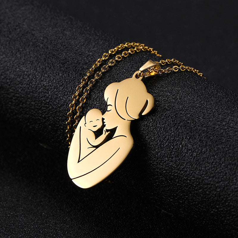 Mother And Baby Stainless Steel Women's Necklace Pendant