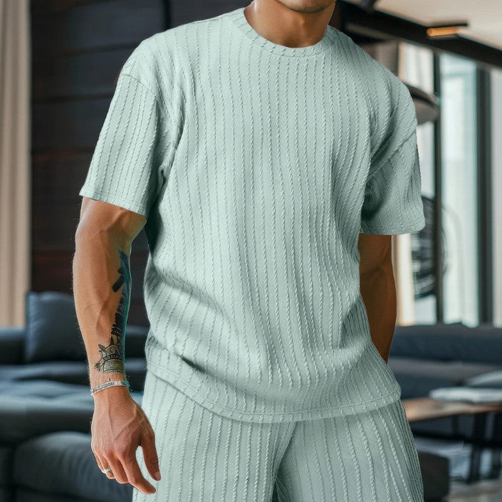Unisex Vertical Pattern Polyester Two Piece Set Regular Fit