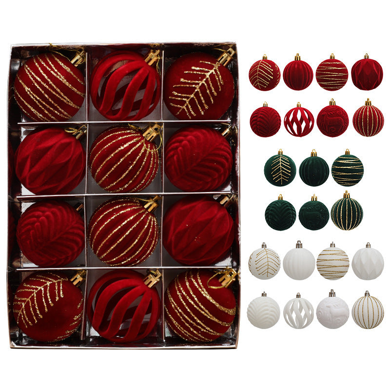 Christmas Red Flocking Colored Drawing Ball 12 6cm
