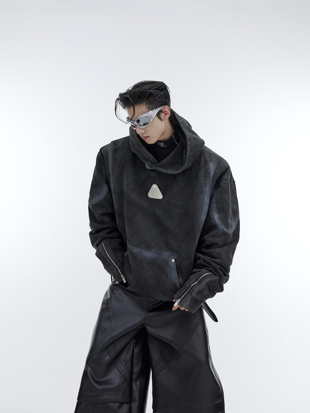 Washed Old Gray Hooded Hoodie For Men
