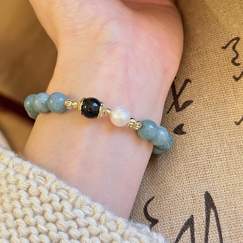 New Chinese Style Natural Stone Burma Jade Safety Buckle Bracelet
