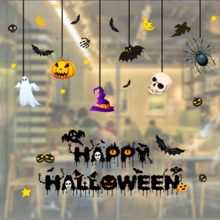 Halloween Color Static Stickers – Removable Window Clings for Party and Home Decorations