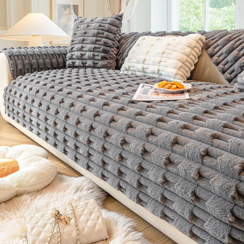 Winter Thickened Plush Seat Cushion, Anti Slip Sofa Cover