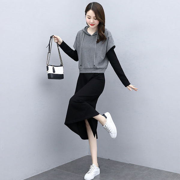 Women's Contrast Color Two-piece Dress