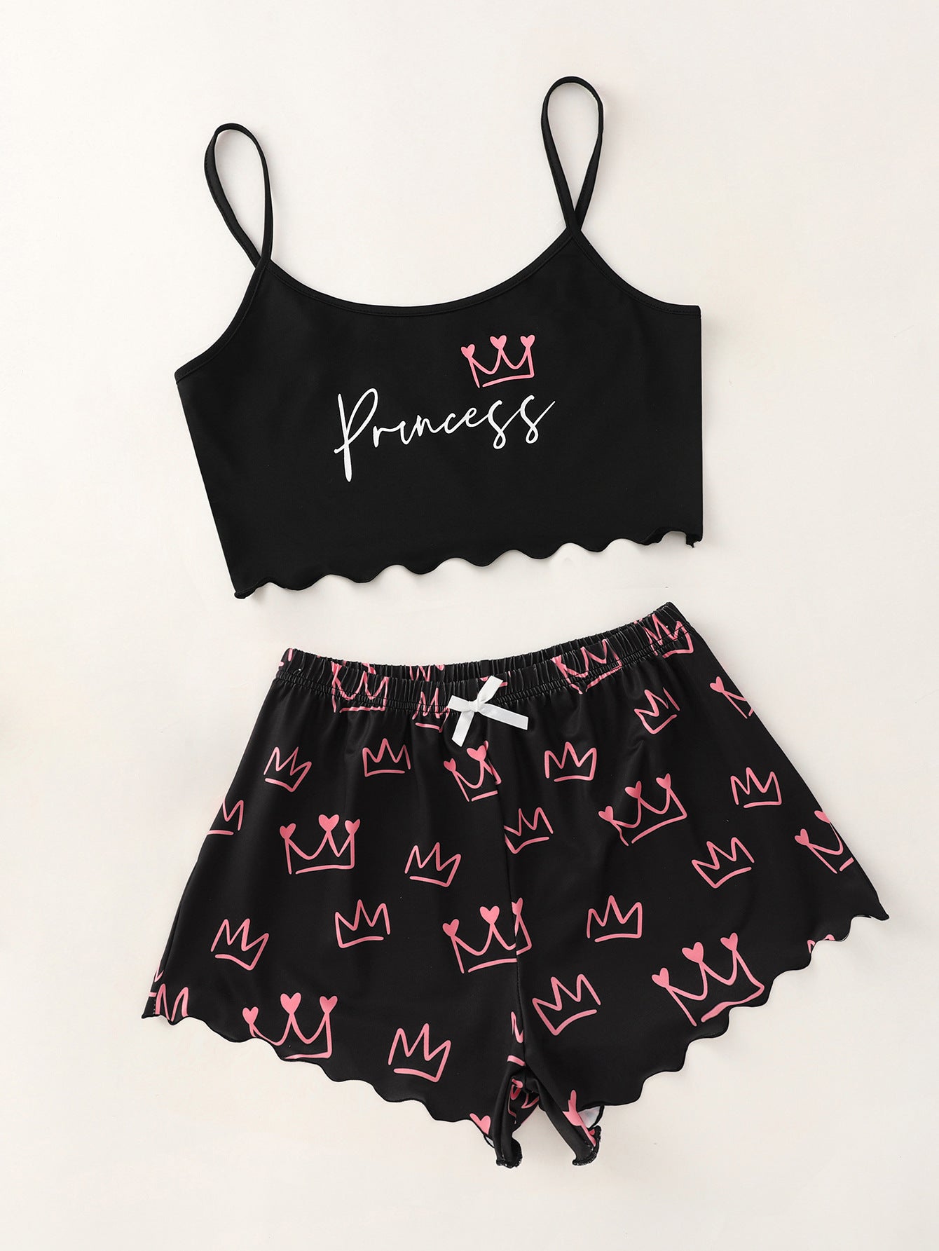 Letter Princess Printing Homewear With Braces Suit