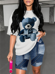 Women’s Printed T-Shirt & Shorts Two-Piece Set – Comfortable & Trendy Casual Outfit