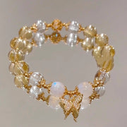 Moonstone White Crystal Beaded Bracelet