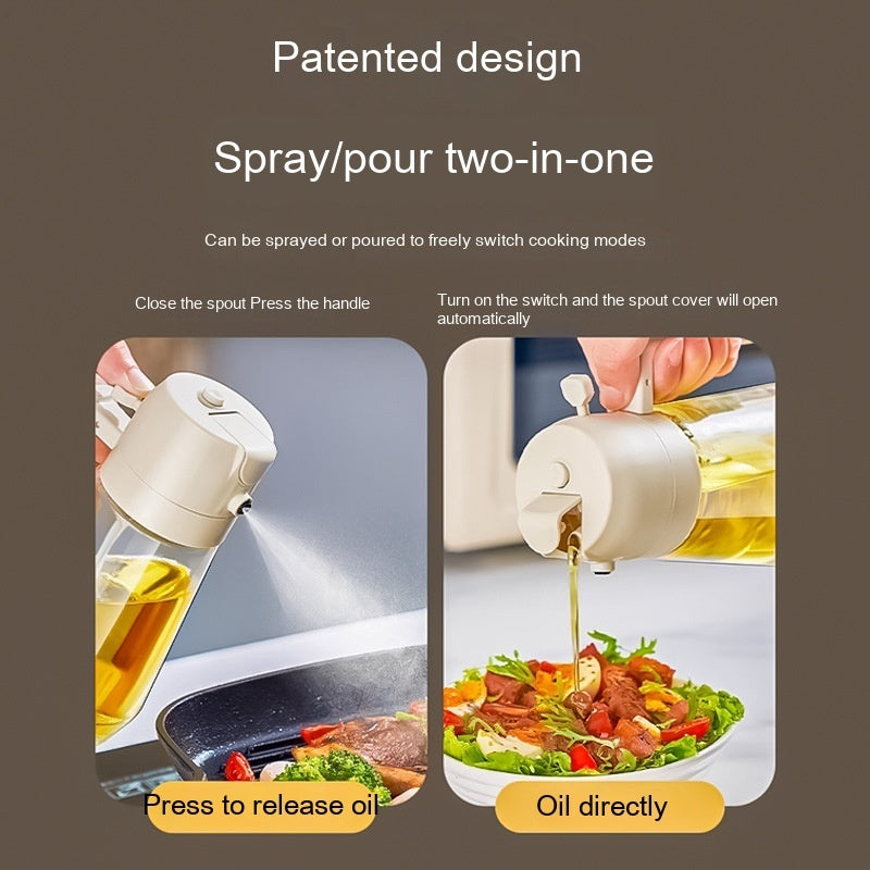 470ML 2-in-1 Olive Oil Sprayer & Dispenser – Glass Bottle for Cooking, BBQ, Air Fryer