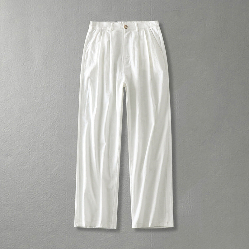 Men’s Autumn Cotton Linen Pants – Loose Straight Casual Trousers
