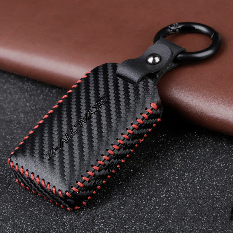 Premium Leather Car Key Fob Case – Zipper Holder with Keychain