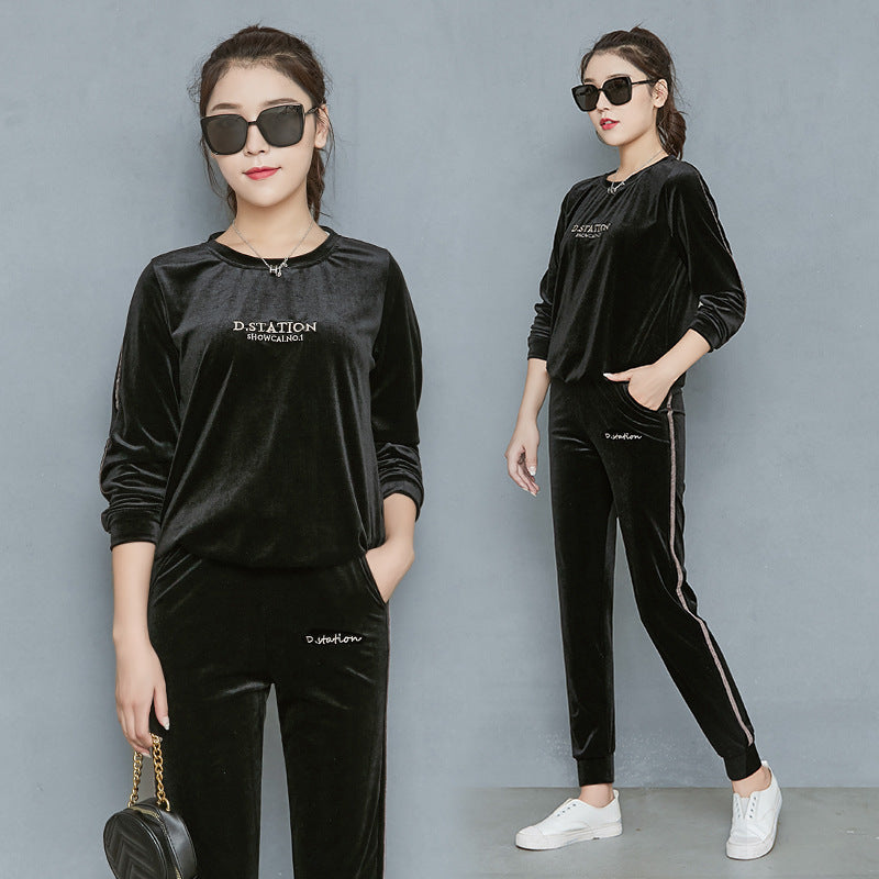 Spring And Autumn Gold Velvet Long Sleeve Loose Sports Jacket