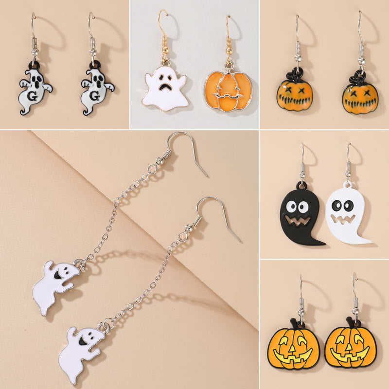 New Jewelry Halloween Funny And Fun Pumpkin Ghost Exaggerated Acrylic Earrings