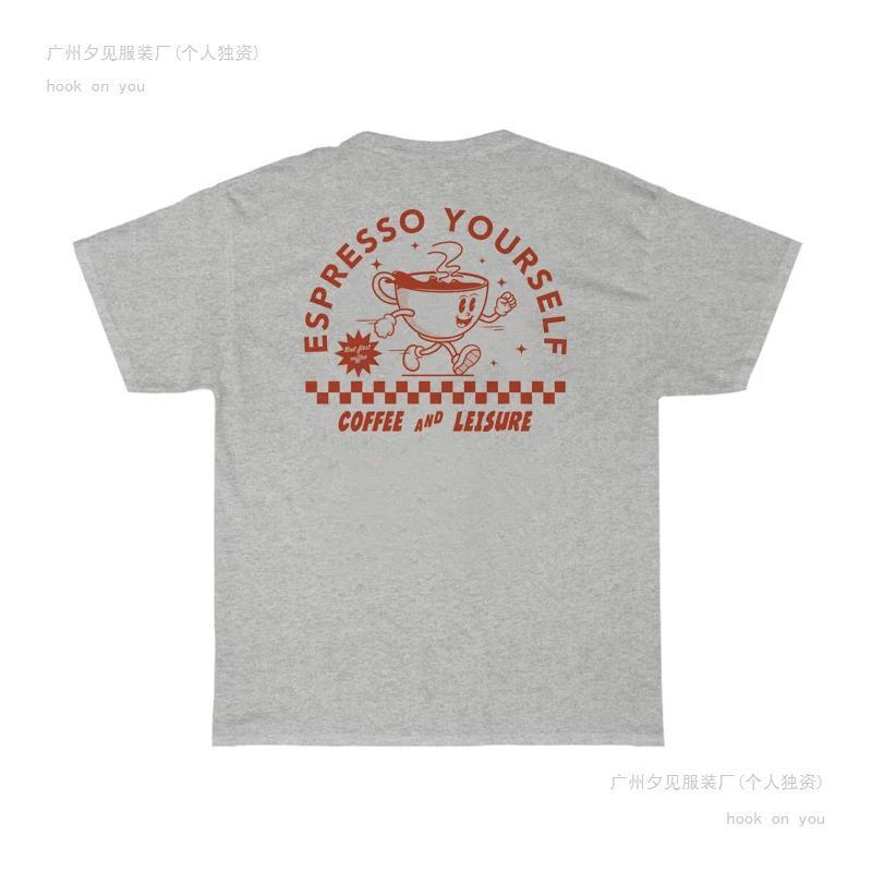 Espresso Yourself Women Retro Funny Coffee T-Shirts Oversize