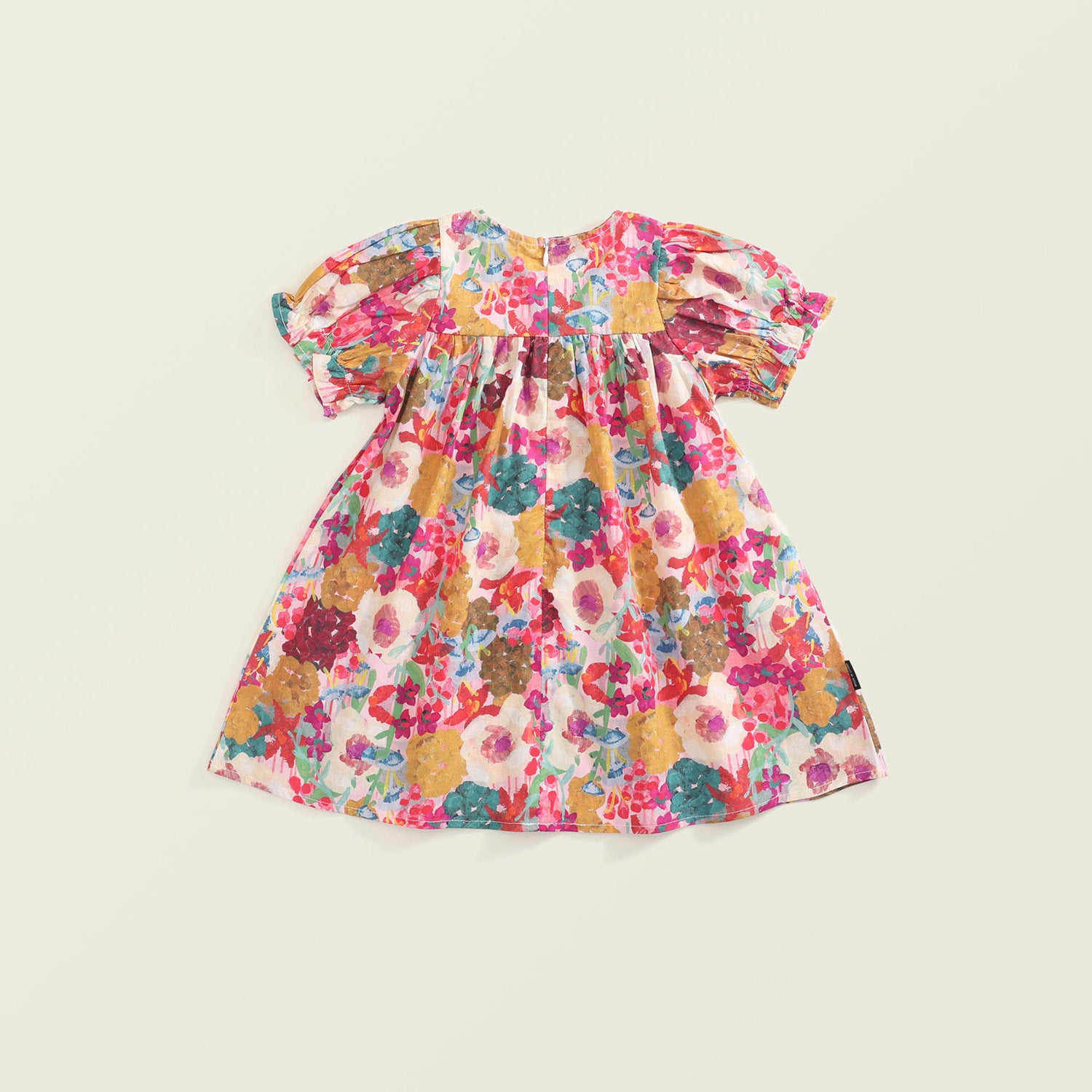 Oil Painting Floral Holiday Princess Dress Puff Sleeve