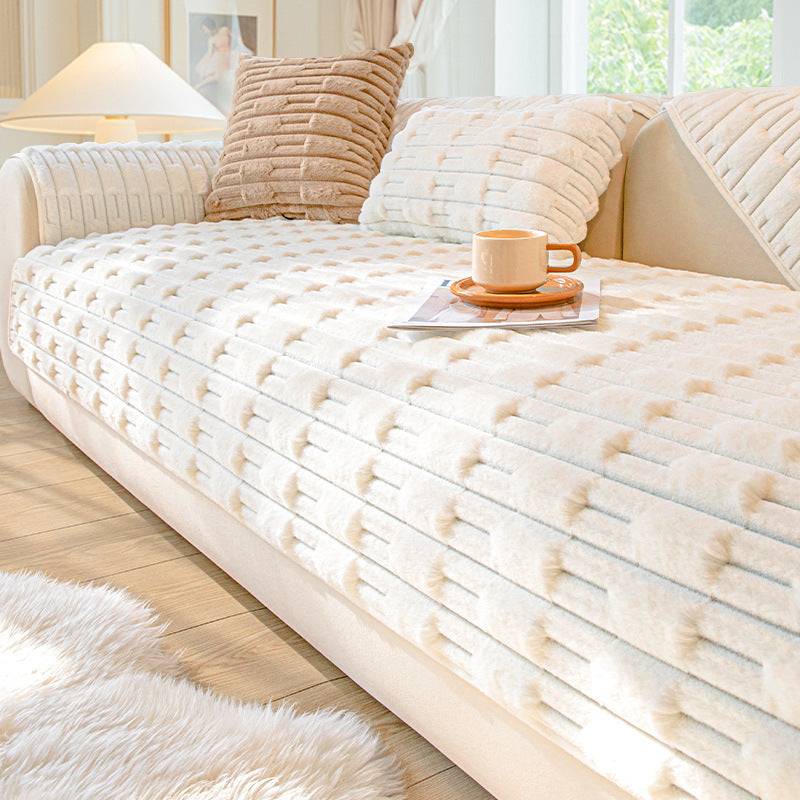 Winter Thickened Plush Seat Cushion, Anti Slip Sofa Cover
