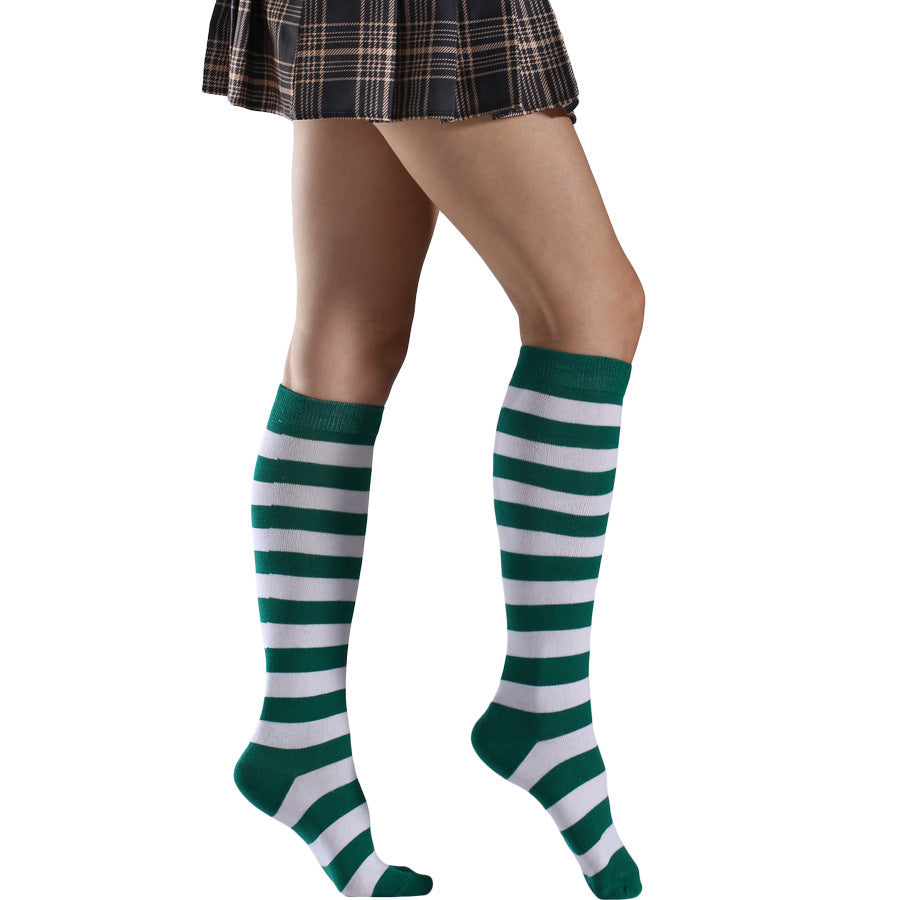 Striped Free Size Knee-length Half Student Dance Socks Women