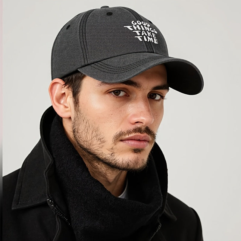 Embroidered Letter Washed-out Vintage Baseball Cap Unisex Adjustable