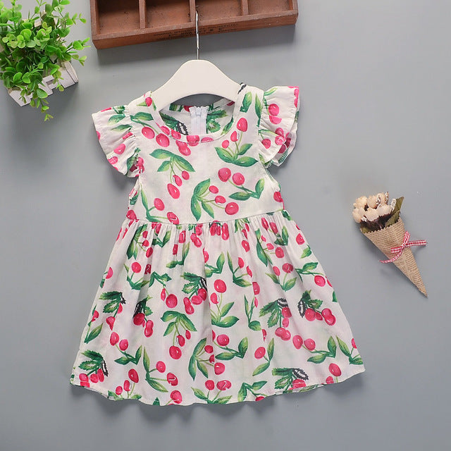 Girls Dress Cotton Summer Floral New Flower-Pattern