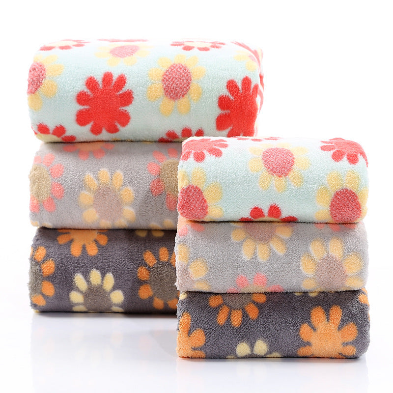 Printed Cartoon Soft Coral Fleece Bath Towel