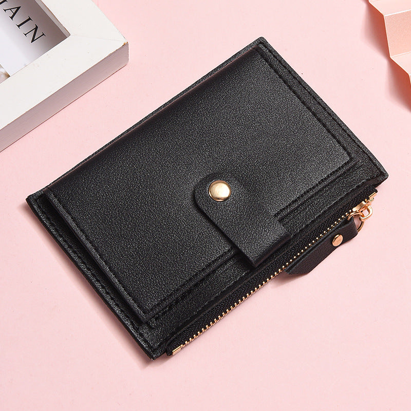 Unisex PU Multi Slot Student Short Zipper Coin Purse