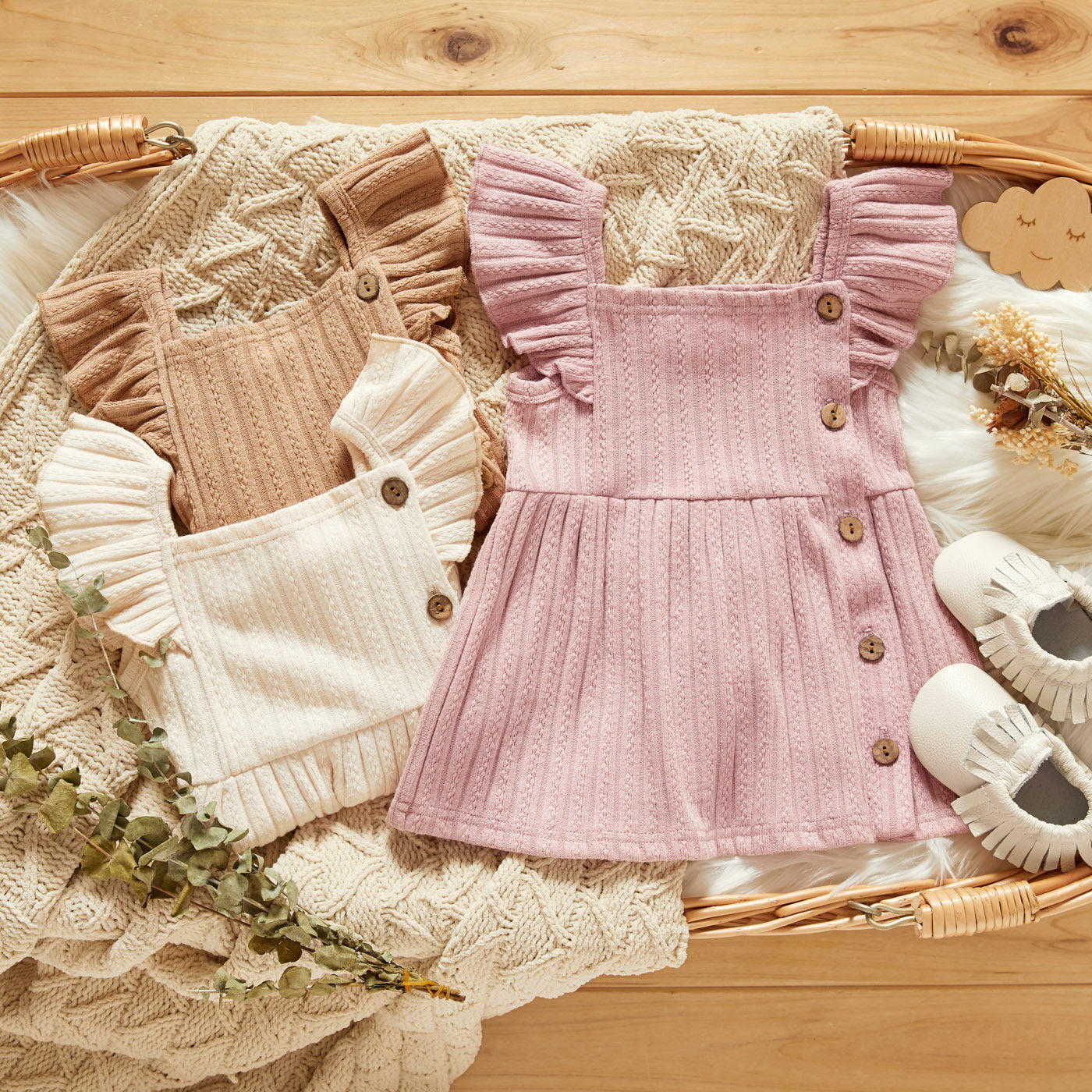 Girls Sling Style Rib Stitch Jacquard Skirt Polyester