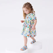Cartoon Printing Lapel Cotton Girls' Dress