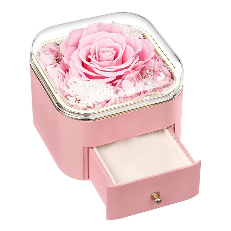 Rose Jewelry Box Drawer Organizer With Metal Construction