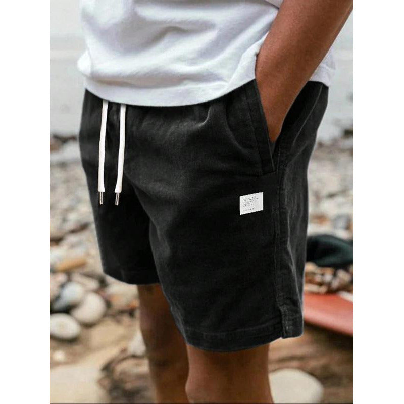 Men’s Letter Print Jogger Pants – Solid Color Splicing Drawstring Hem Trousers