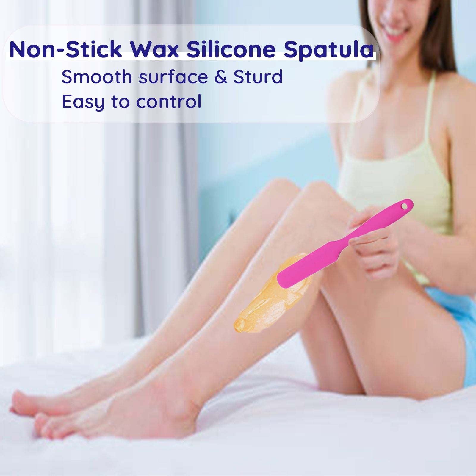 Silicone Waxing Spatula Applicator – Reusable Non-Stick Hair Removal Stick with Long Handle