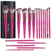 18-Piece Red Makeup Brush Set – Long Handle Professional Beauty Tools