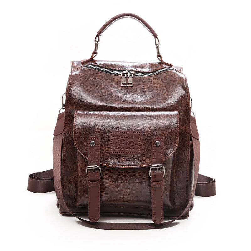 Women's Vintage PU Leather Drawstring Backpack Travel Bag